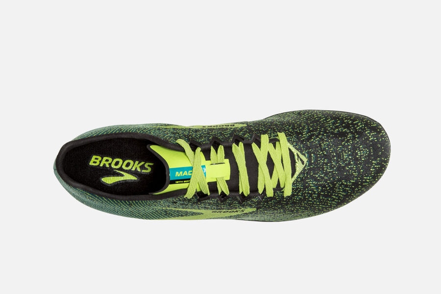 Brooks Mach 19 Spikes Shoes Mens - Black/Green - MFRPQ-1492